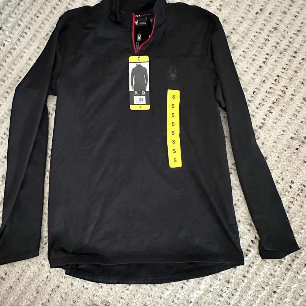 NWT SPYDER LONG SLEEVE 1/4 ZIP IN BLACK